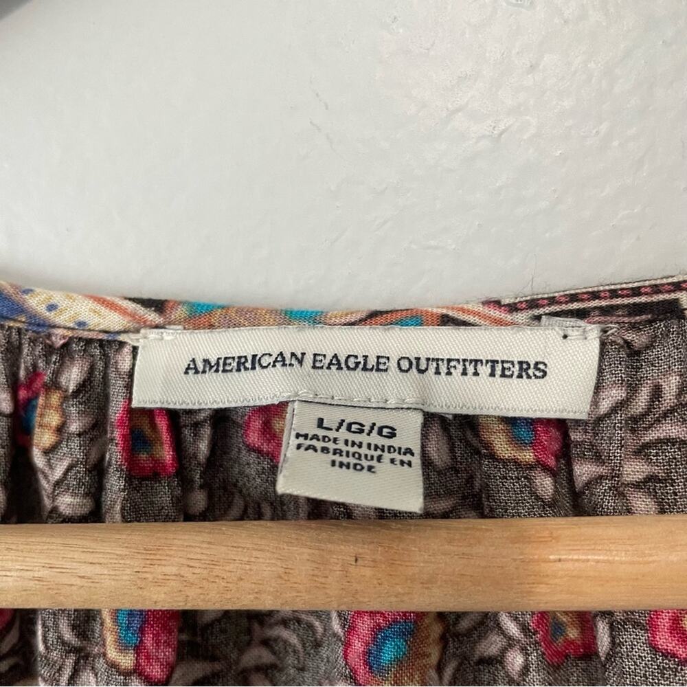 American Eagle Patterned Patchwork Bohemian Top S… - image 5